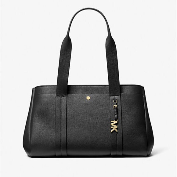 Michael Kors - Romee Large Pebbled Leather Tote Bag - Black - Picture 1 of 6